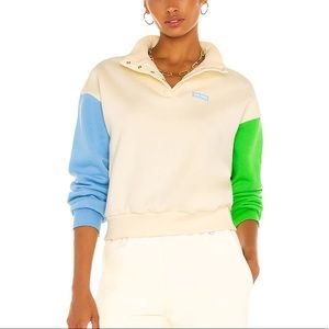 Grass & Sky Turtleneck Sweatshirt in Cream, Blue & Green